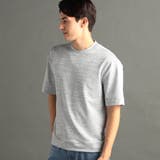 64サックス | メランジジャカード リラックスフィット クルーネックTシャツ | NICOLE