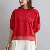 01レッド | シアー切り替えTシャツ | NICOLE