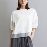 28オフホワイト | シアー切り替えTシャツ | NICOLE