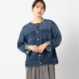 67ネイビー | 【BROOKLYN OVERALL】ノーカラーデニムジャケット | NICOLE