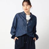 67ネイビー | 袖リブ 刺繍デニムシャツ | NICOLE