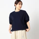 67ネイビー | インディゴ天竺 タックスリーブカットソー | NICOLE