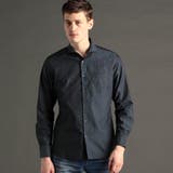 67ネイビー | ヘリンボンストレッチ カッタウェイカラーシャツ | NICOLE