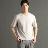 19ライトグレー | グラフィックジャカード VネックレギュラーフィットTシャツ | NICOLE