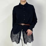 49ブラック | 【ZELDA】裾レースシャツワンピース | NICOLE