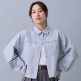 60ブルー | バック刺繍クロップドシャツ | NICOLE