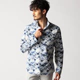 60ブルー | アラカルトプリント スタンドカラーシャツ | NICOLE