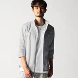 19ライトグレー | リバーシブルドビー ７分袖スタンドカラーシャツ | NICOLE