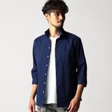 60ブルー | リバーシブルドビー ７分袖スタンドカラーシャツ | NICOLE