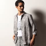 19ライトグレー | 【RIELABO】ブライトジャカード 7分袖レギュラーカラーシャツ | NICOLE