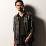 46カーキ | 【RIELABO】ブライトジャカード 7分袖レギュラーカラーシャツ | NICOLE