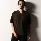 46カーキ | 【RIELABO】サッカートリコット Vネック半袖カットソー（日本製） | NICOLE