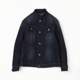 67ネイビー | ヨコ黒ストレッチツイル&ストレッチデニムブルゾン | NICOLE