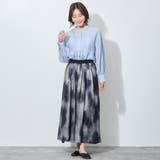 【WALDO】ウエストゴムムラ染め光沢プリントギャザーフレアースカート | NICOLE | 詳細画像2 