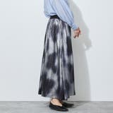 【WALDO】ウエストゴムムラ染め光沢プリントギャザーフレアースカート | NICOLE | 詳細画像4 