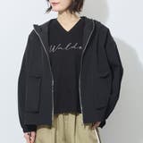 49ブラック | 【WALDO】フード付きジップアップ一重ブルゾン | NICOLE