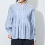 64サックス | 【WALDO】前付き合わせタック入りバンドカラーブラウス | NICOLE