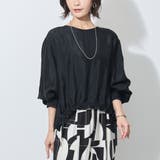 49ブラック | 【WALDO】裾ドロスト入りノーカラーブラウス | NICOLE