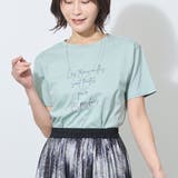41ライトグリーン | ラメ入りロゴプリント半袖Tシャツ | NICOLE