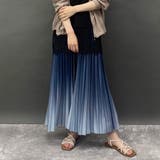 60ブルー | 着心地抜群!大人グラデーションプリーツスカート | NICOLE