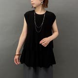 49ブラック | 接触冷感 大人かわいいティアードフレンチトップス | NICOLE