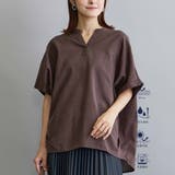 13ブラウン | リネン混スタンドシャツ | NICOLE