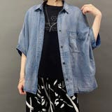 67ネイビー | シアーデニムオーバー半袖シャツ | NICOLE
