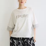 28オフホワイト | 異素材使いプリントTシャツ | NICOLE