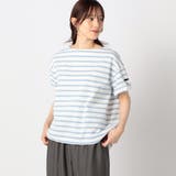 64サックス | 日本製デラヴェ天竺 半袖Ｔシャツ ボーダー/シーズンカラー | NICOLE