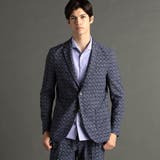 67ネイビー | グラフィカルチェックサッカー セットアップジャケット | NICOLE