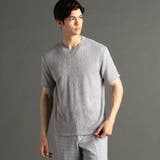 19ライトグレー | メランジジャカードニット VネックTシャツ | NICOLE