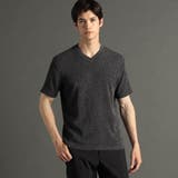 49ブラック | メランジジャカードニット VネックTシャツ | NICOLE