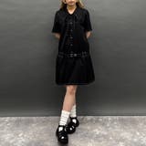 49ブラック | ボックスプリーツミニワンピース | NICOLE
