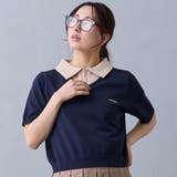 67ネイビー | レイヤードカラージップポロシャツ | NICOLE