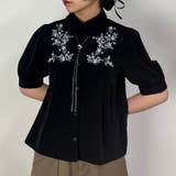 49ブラック | ボタニカル刺繍ブラウス | NICOLE