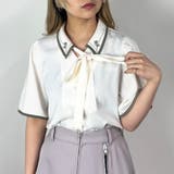 28オフホワイト | パイピングカラーブラウス | NICOLE