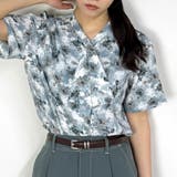 60ブルー | タイデザイン柄ブラウス | NICOLE