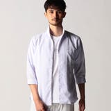 88ラベンダー | シアーチェック7分袖スタンドカラーシャツ | NICOLE
