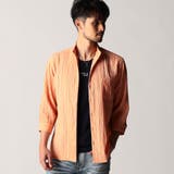 10オレンジ | カラープリーツ7分袖スタンドカラーシャツ | NICOLE