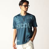 60ブルー | 総柄ロゴプリントTシャツ | NICOLE