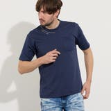 67ネイビー | メタルジェルプリントポケット付き半袖Tシャツ | NICOLE