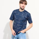 60ブルー | 【WEB限定】総柄ロゴプリント半袖Tシャツ | NICOLE