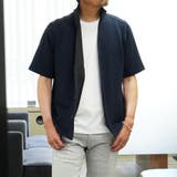 67ネイビー | キルトジャカード半袖シャツ | NICOLE