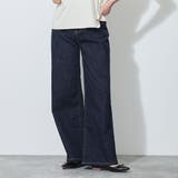 67ネイビー | ダブルポケット風加工入りワイドデニムパンツ | NICOLE