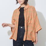 10オレンジ | 7分袖オンブレーチェックビッグシャツ | NICOLE