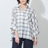 28オフホワイト | 7分袖オンブレーチェックビッグシャツ | NICOLE