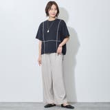 配色パイピング切替え半袖Tシャツ | NICOLE | 詳細画像15 