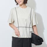 18ベージュ | 配色パイピング切替え半袖Tシャツ | NICOLE