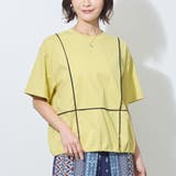 20イエロー | 配色パイピング切替え半袖Tシャツ | NICOLE