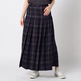 67ネイビー | チェック柄ロングプリーツスカート | NICOLE